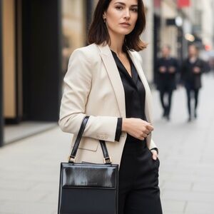 Vintage YSL leather box black handbag gold hardwear